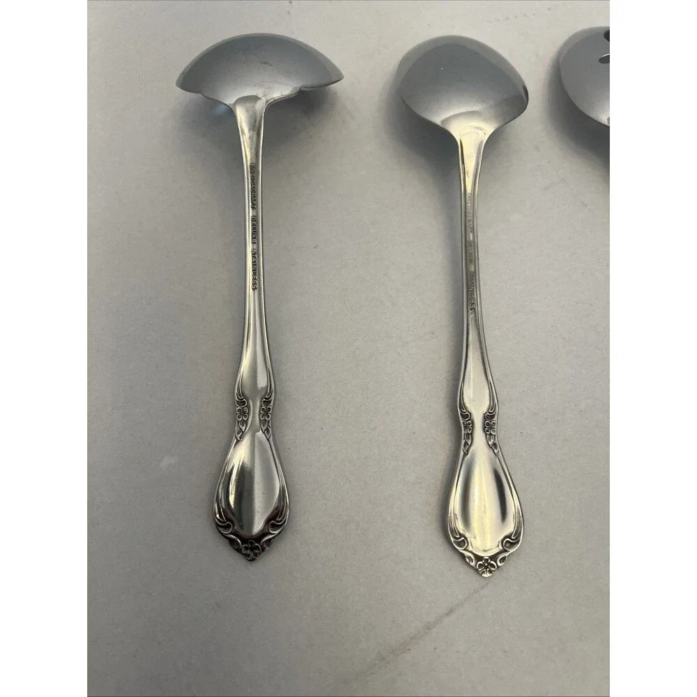 Oneida Chateau OneidaCraft Deluxe Stainless Fork Spoons Serving Set 5 PC